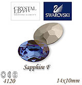Korálky - SWAROVSKI® ELEMENTS 4120 Oval Rhinestone - Sapphire F, 14x10, bal.1ks - 5105390_
