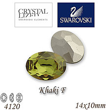 Korálky - SWAROVSKI® ELEMENTS 4120 Oval Rhinestone - Khaki F, 14x10, bal.1ks - 5105359_