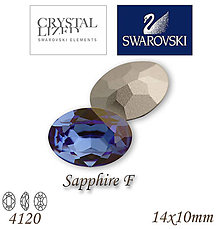 Korálky - SWAROVSKI® ELEMENTS 4120 Oval Rhinestone - Sapphire F, 14x10, bal.1ks - 5105390_