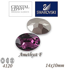 Korálky - SWAROVSKI® ELEMENTS 4120 Oval Rhinestone - Amethyst F, 14x10, bal.1ks - 5105398_