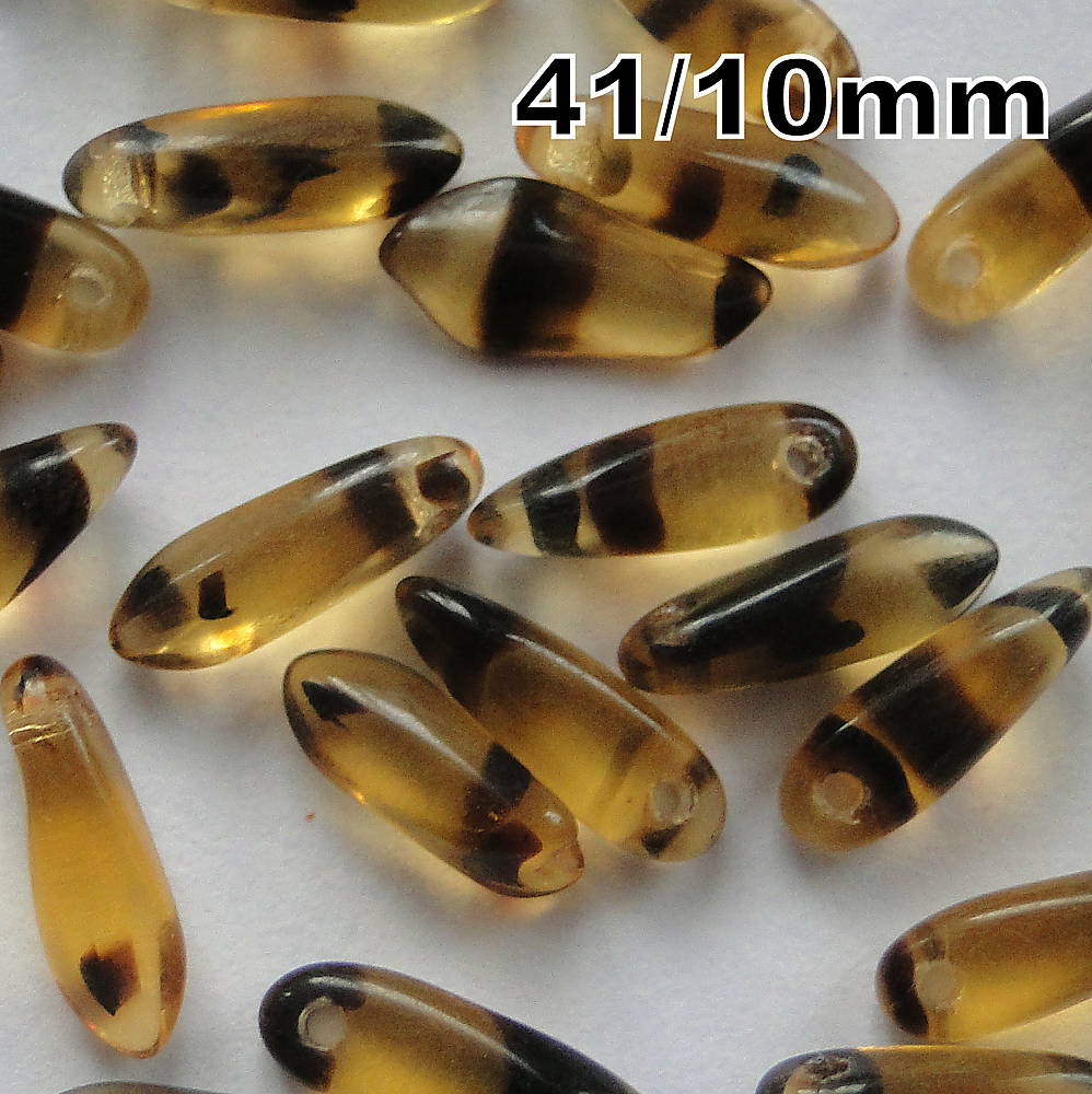 Sklenené jazýčky 9,8mm-1ks (41-topas s prúžkom)