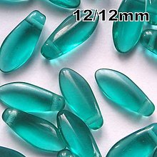 Korálky - Skl.jazýčky 12mm-1ks (12-emerald) - 5109570_