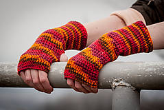 Rukavice - Červeno oranžové rukavice bez prstov - 5116561_