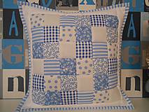 Úžitkový textil - Prehoz, vankúš patchwork vzor bledo-modrá  biela( rôzne varianty veľkostí ) - 5117220_