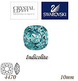 Korálky - SWAROVSKI® ELEMENTS 4470 Square Rhinestone - Indicolite, 10mm, bal.1ks - 5126935_