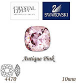 Korálky - SWAROVSKI® ELEMENTS 4470 Square Rhinestone - Antique Pink, 10mm, bal.1ks - 5126998_
