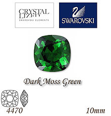 Korálky - SWAROVSKI® ELEMENTS 4470 Square Rhinestone - Dark Moss Green, 10mm, bal.1ks - 5126600_