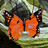 Náhrdelníky - Náhrdelník motýl oranžový - 5135921_
