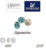 Korálky - SWAROVSKI® ELEMENTS 1088 Xirius Chaton - Aquamarine, SS39, bal.1ks - 5135329_