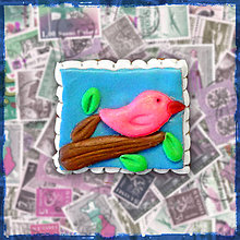 Iné - Polymérová poštová známka (vtáčik) - 5139268_