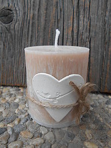 Sviečky - palmová sviečka s keramickým srdiečkom/vtáčik - 5143292_