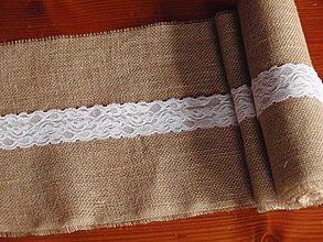 Úžitkový textil - Šerpa na stôl z juty 26cm a stredového pásu čipky - 5146900_