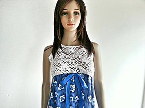 Šaty - Šaty kombinované č.2-modro biele - 5148721_