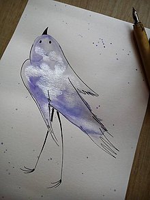 Kresby - fialový metalický vtáčik II. - 5148826_