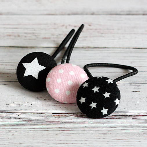 Detské doplnky - Gumičky do vlasov s buttonkami Pre malú hviezdu 22mm - 5160607_