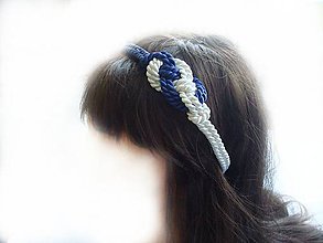 Ozdoby do vlasov - Čelenka uzol bielo-modrá - 5163913_