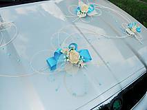 Dekorácie - Svadobná výzdoba na auto- blue romantic - 5170928_