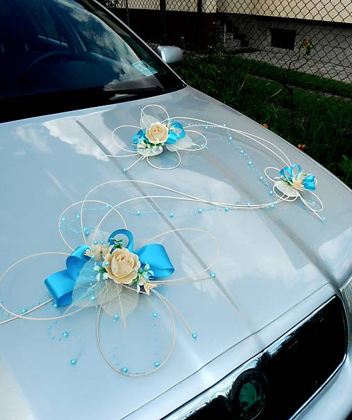  - Svadobná výzdoba na auto- blue romantic - 5170921_