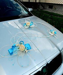Dekorácie - Svadobná výzdoba na auto- blue romantic - 5170921_