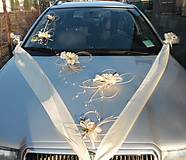 Dekorácie - Svadobná výzdoba na auto-luxus ivory-zlatá - 5192269_