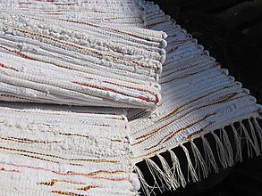 Úžitkový textil - koberec tkaný  biely-pokreslený 70 x 150 cm - 5205159_