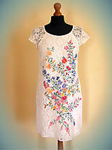 Šaty - Farebné kvety maľované na čipke... - 5204090_