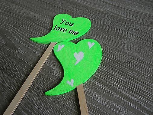 Dekorácie - ceduľky I love you - neónová zelená - 5214941_
