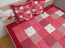Úžitkový textil - Prehoz, vankúš patchwork vzor bordovo červená-biela( rôzne varianty veľkostí ) - 5219024_