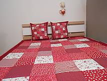 Úžitkový textil - Prehoz, vankúš patchwork vzor bordovo červená-biela( rôzne varianty veľkostí ) - 5219030_