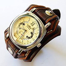 Náramky - Hnedé kožené hodinky pánske - 5224570_