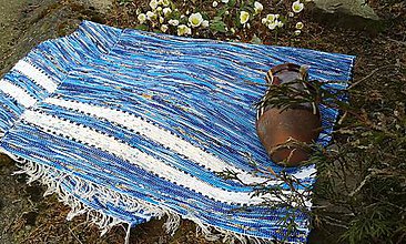 Úžitkový textil - Koberec modrý s bielymi pásmi 160x75cm - 5224936_