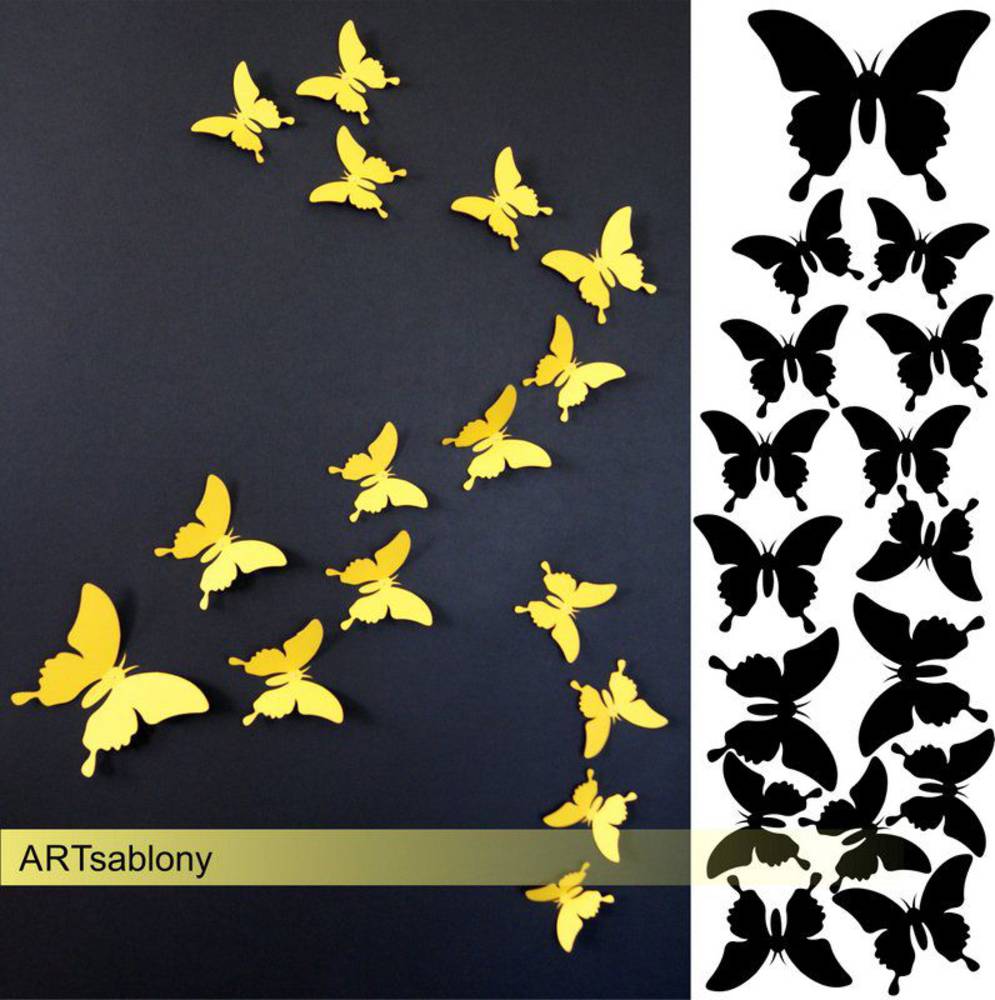 (202pl) 3D motýle s chvostami