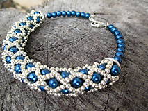 Náramky - tmavo modré perličky ♥ - 5234661_