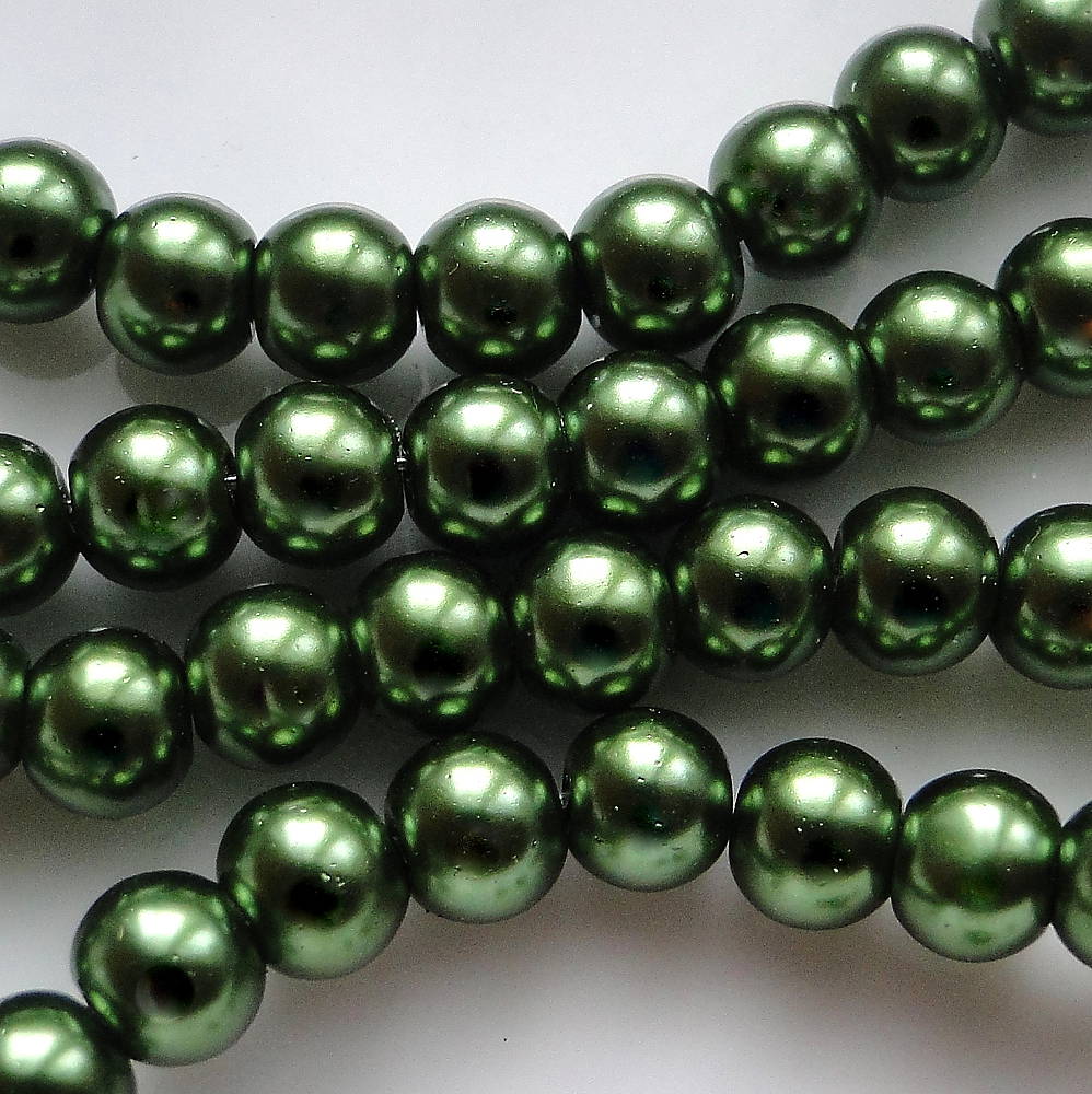 Voskované perly 6mm-30ks (tm.zelená)