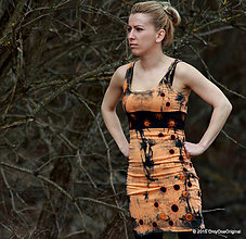 Šaty - Šaty tielkové s ozdobným pásom, šité, batikované a maľované POMARANČ V POPOLE - 5264816_