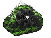 Spoločenská zelená čipková dámská kabelka  0855E