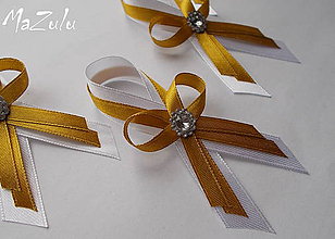 Svadobné pierka - bielo & zlaté svadobné pierko - 5280863_