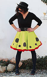 Sukne - FuFu sukně s velkými puntíky a červenou spodničkou - 5284974_