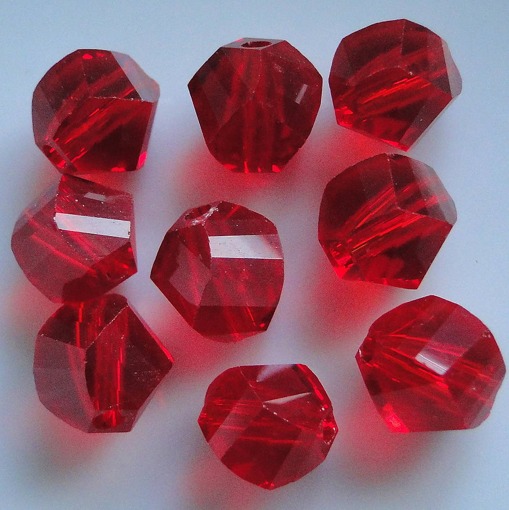 Sklenené brúsené korálky 8mm-1ks (červená)