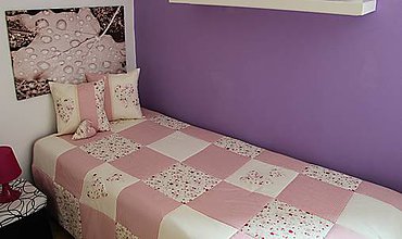 Úžitkový textil - Prehoz, vankúš patchwork vzor ružové srdiečka ( rôzne varianty veľkostí ) - 5307720_