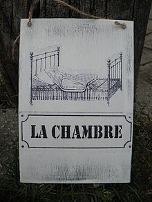 Tabuľky - Vintage cedulka "La chambre" - 5309819_