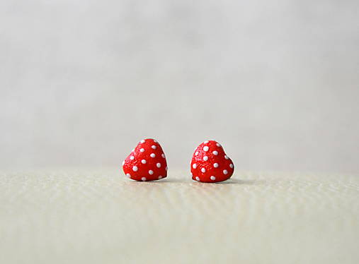 Náušnice - Mini srdiečka červené - 5312792_