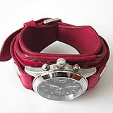 Náramky - Dámske červené hodinky s koženým náramkom - 5317035_