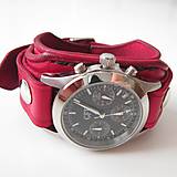 Náramky - Dámske červené hodinky s koženým náramkom - 5317036_