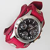 Náramky - Dámske červené hodinky s koženým náramkom - 5317038_