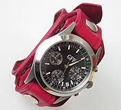 Náramky - Dámske červené hodinky s koženým náramkom - 5317040_