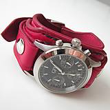 Náramky - Dámske červené hodinky s koženým náramkom - 5317042_