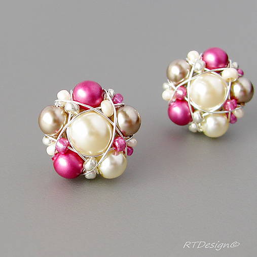 Náušnice - Náušničky RASPBERRY CREAM... - 5331000_