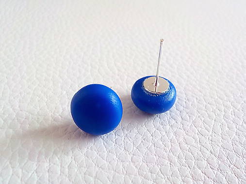 Náušnice - farebné ďobky-napichovačky (kráľovská modrá) - 5337493_