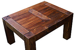 Nábytok - Masívný stôl s drevenou mozaikou - 5343654_